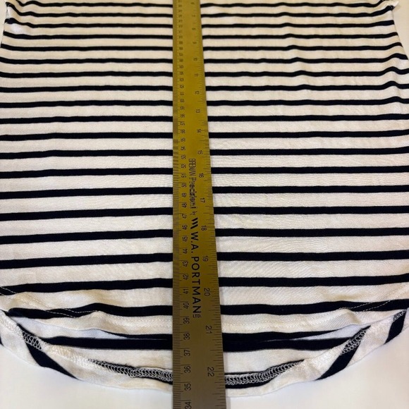 Green Envelope Womens XSmall Tunic Top White Navy Striped Cap Sleeve Round Neck - Picture 5 of 7